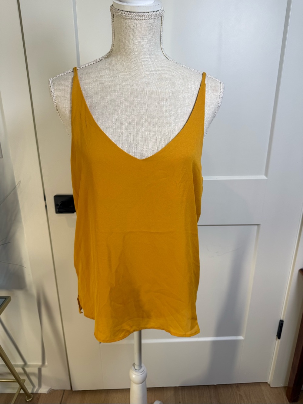 Shinestar Mustard Yellow V Neck Cami Tank Top Medium Minimalist